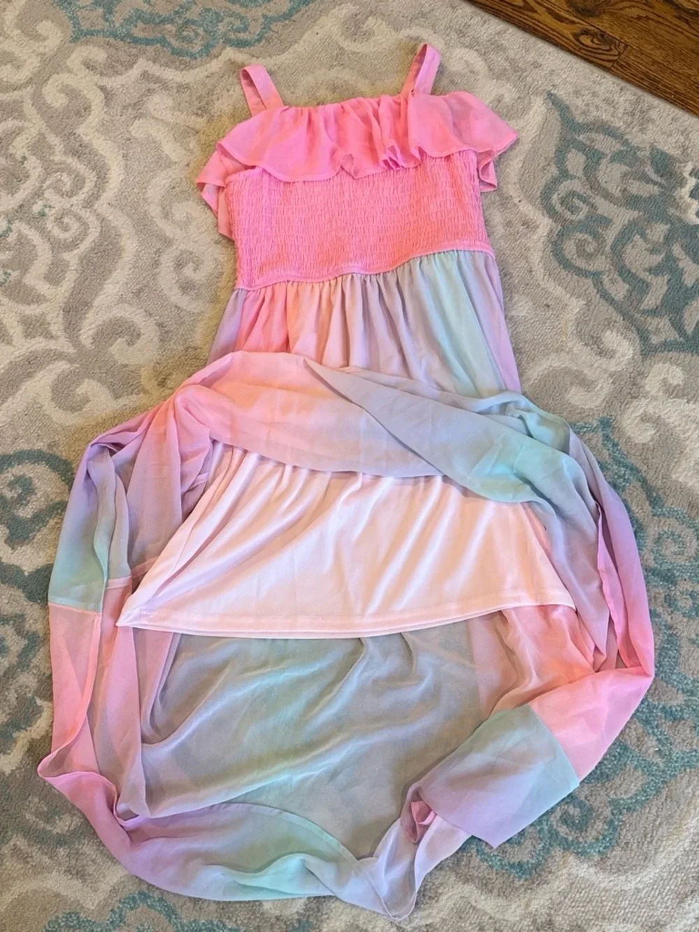 Justice Pink Pastel Ombre Ruffle Maxi Dress